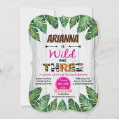 Wild en drie verjaardagsuitnodigingen. Meisje oerw Kaart (Voorkant)