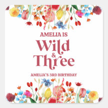 Wild en Drie Wildflower Derde 3e Verjaardagsfeest