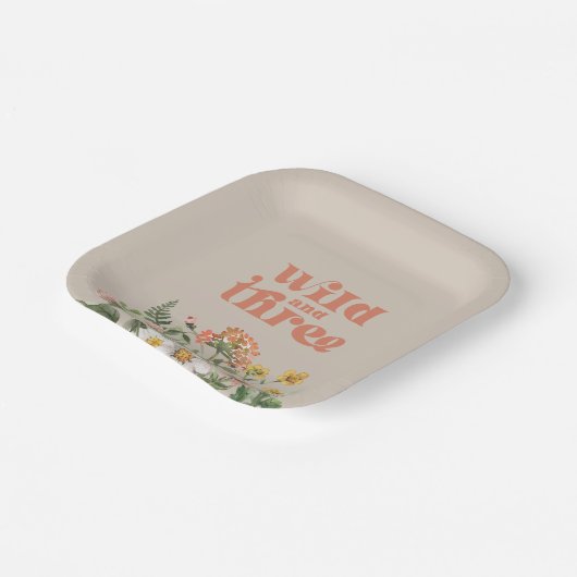 Wild en Drie Wildflower Party Papier Borden Papieren Bordje (Gebogen)