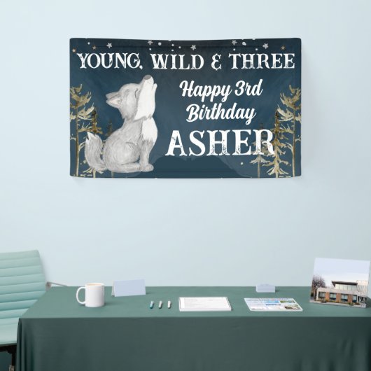 Wild en drie wolven feest spandoek (Beurs)