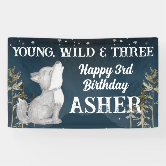 Wild en drie wolven feest spandoek (Horizontaal)