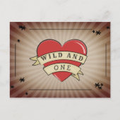 Wild en een Tattoo hart eerste verjaardag Uitnodiging Briefkaart (Voorkant)