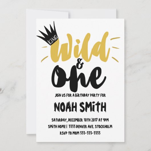 Wild en een verjaardagsfeestuitnodiging kaart (Voorkant)