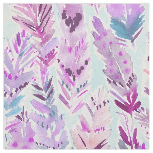 WILD en FREE Lavender Aqua Feathers Stof (Swatch)