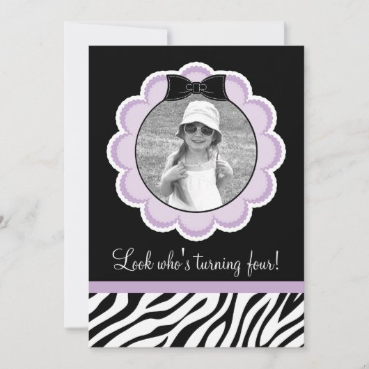 Wild en Fun Zebra Birthday Party Invitation Kaart (Voorkant)