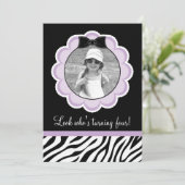 Wild en Fun Zebra Birthday Party Invitation Kaart (Staand voorkant)