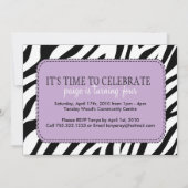 Wild en Fun Zebra Birthday Party Invitation Kaart (Achterkant)