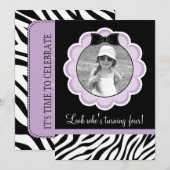 Wild en Fun Zebra Birthday Party Invitation Kaart (Voorkant / Achterkant)