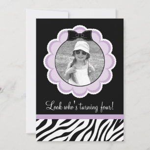 Wild en Fun Zebra Birthday Party Invitation Kaart
