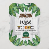 Wild en gratis 3e verjaardag uitnodiging. Boy oerw Kaart (Voorkant / Achterkant)