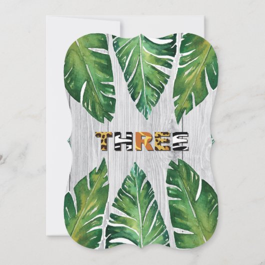 Wild en gratis 3e verjaardag uitnodiging. Boy oerw Kaart (Achterkant)