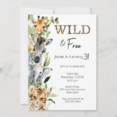 Wild en Gratis 3e Verjaardagsfeestuitnodiging Kaart (Voorkant)