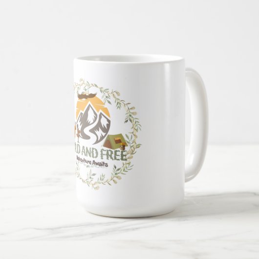 🌲 Wild en gratis Adventure Mok – Begin je dag (Voorkant rechts)