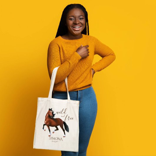 Wild en gratis bruin hackney paard meisjes feest c tote bag