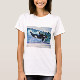 Wild en gratis Orka Waterverf Vrouwen T-Shirt