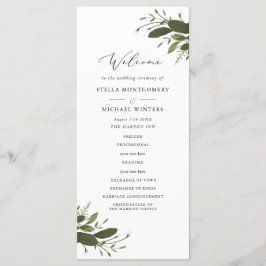 Wild en groen huwelijksprogramma programmakaart