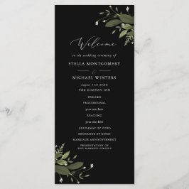 Wild en groen huwelijksprogramma programmakaart