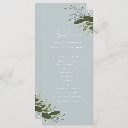 Wild en groen huwelijksprogramma programmakaart (Voorkant / Achterkant)