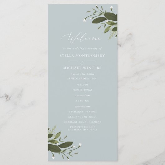 Wild en groen huwelijksprogramma programmakaart (Voorkant)