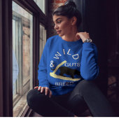 Wild en gutsy grote kat vibes witte crème diep bla trui