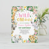 Wild en Onederful 1st Birthday Safari Oerwoud Kaart (Staand voorkant)