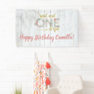 Wild en Onederful Birthday Wood Banner