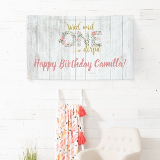 Wild en Onederful Birthday Wood Banner (Insitu)