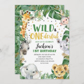 Wild en Onederful Oerwoud Safari 1e Verjaardag Kaart (Voorkant / Achterkant)