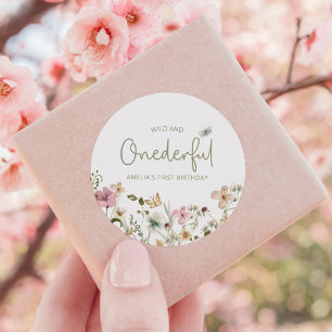 Wild en Onederful Wildflower 1e Verjaardagsfeest Ronde Sticker