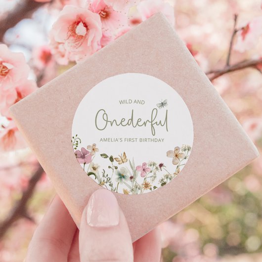 Wild en Onederful Wildflower 1e Verjaardagsfeest Ronde Sticker