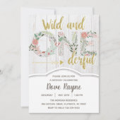 Wild en Oneindig, Eerste Verjaardag, Meisje, Bloem Kaart (Voorkant)