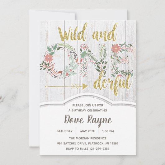 Wild en Oneindig, Eerste Verjaardag, Meisje, Bloem Kaart (Voorkant)