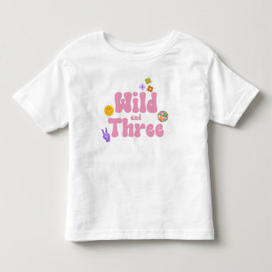 Wild en Three Retro 70's 3rd Derde Verjaardag Roze Kinder Shirts