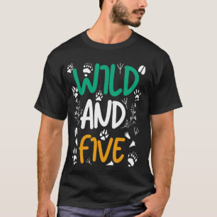 Wild en Vijf Grappige 5e Verjaardag Zoo Safari Ani T-shirt