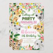 Wild en Vijf Partij Dieren Verjaardag Kaart (Voorkant / Achterkant)