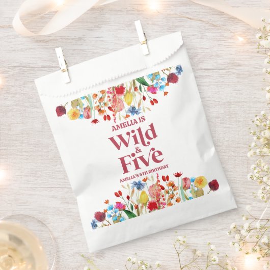 Wild en Vijf Wildflower 5e Verjaardagsfeest Bedankzakje (Geknipt)