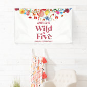 Wild en Vijf Wildflower 5e Verjaardagsfeest Spandoek (Insitu)