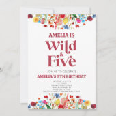 Wild en Vijf Wildflower Vijfde 5e Verjaardagsfeest Kaart (Voorkant)