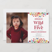 Wild en Vijf Wildflower Vijfde 5e Verjaardagsfeest Kaart (Voorkant)