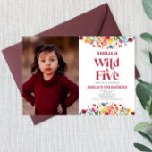 Wild en Vijf Wildflower Vijfde 5e Verjaardagsfeest Kaart