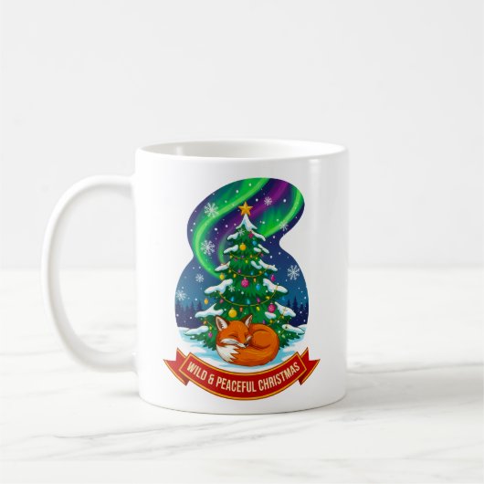 Wild en Vreedzaam Kerstvosontwerp Koffiemok (Links)