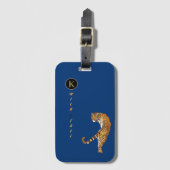 Wild en vrij als tigers Monogram Deep Blue Bagagelabel (Voorkant (verticaal))