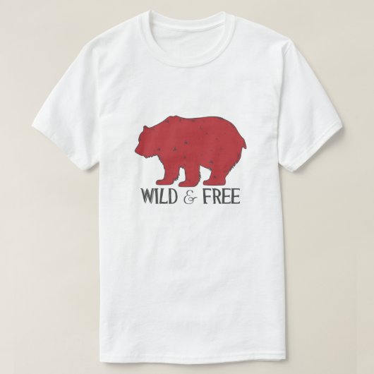 Wild en vrij beer van Grizzly T-shirt (Design voorkant)