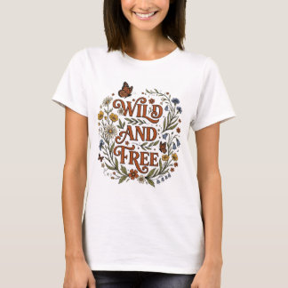 Wild En Vrij Boho Bloem Vlinder T-shirt