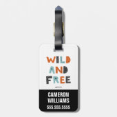 Wild en vrij | Doodle Letters Bagagelabel (Achterkant verticaal)