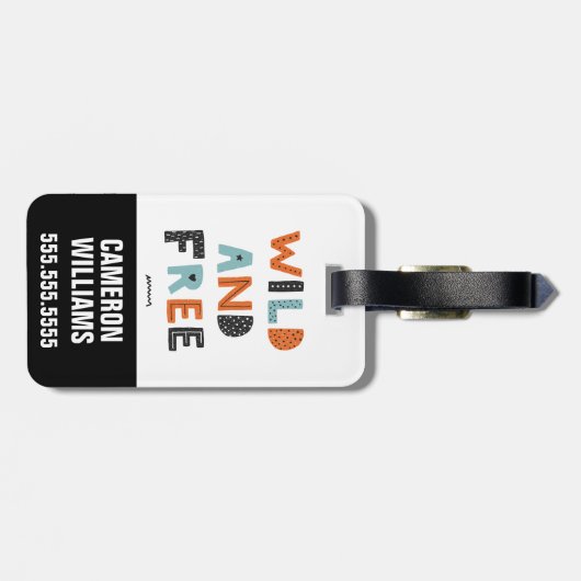 Wild en vrij | Doodle Letters Bagagelabel (Achterkant horizontaal)