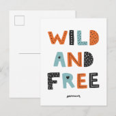 Wild en vrij | Doodle Letters Briefkaart (Voorkant / Achterkant)