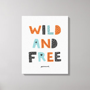 Wild en vrij   Doodle Letters Canvas Afdruk