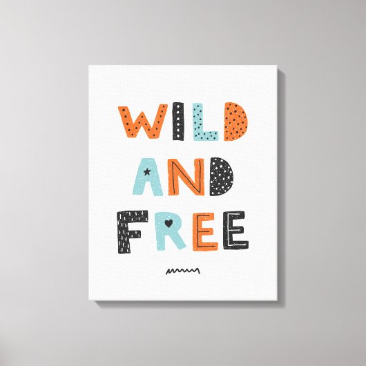 Wild en vrij | Doodle Letters Canvas Afdruk (Voorkant)