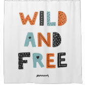Wild en vrij | Doodle Letters Douchegordijn (Voorkant)